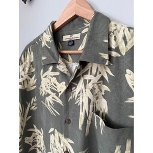 Tommy Bahama 100% Silk Camp Shirt Hula Girl‎ Bamboo Print Button Up Size Large